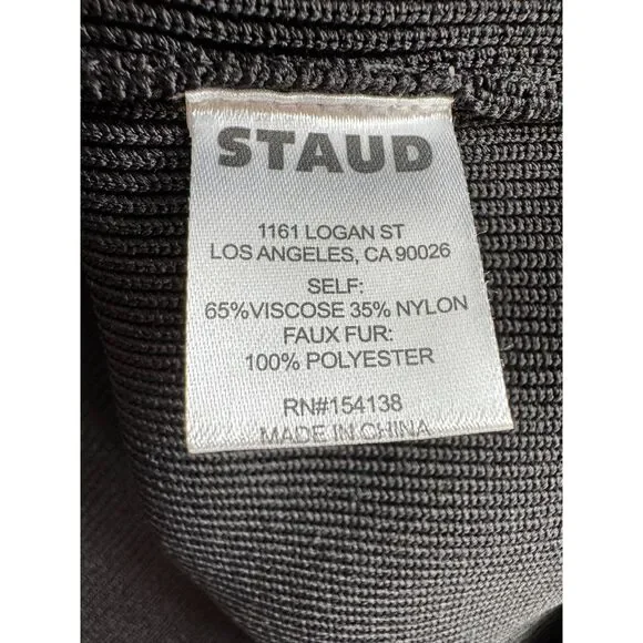 Staud Josee Black Mini Bodycon Dress Size Medium - Picture 7 of 7